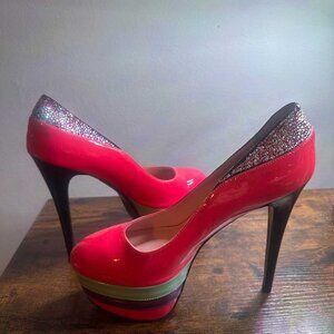Size 9 Dare to Dance! 6" Pink Patent Leather Stilettos Pumps by Maria Lorenzo